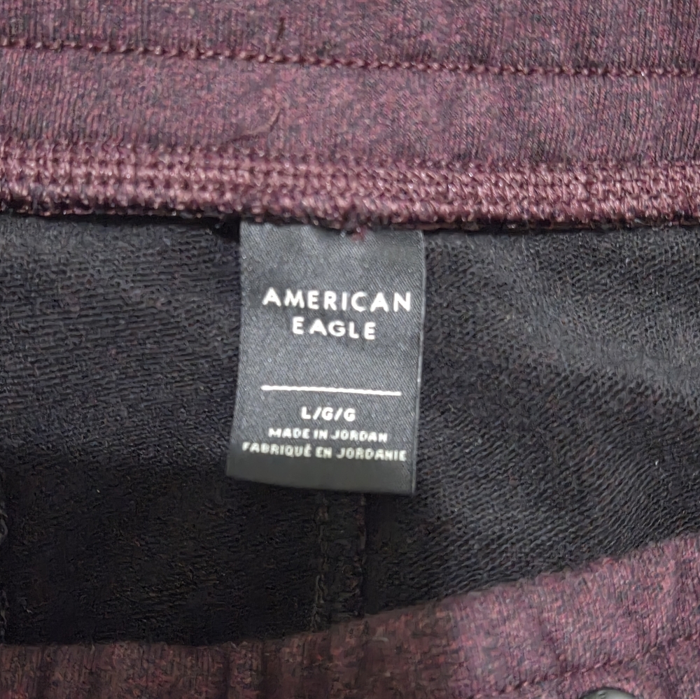 American Eagle Fleece Dark Plum Jogger Pants Mens  Active Loungewear Sz Large - Picture 11 of 16